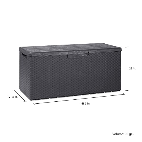Toomax Z175E097 Portofino Weather Resistant Heavy Duty 90 Gallon Novel Resin Outdoor Storage Deck Box W/Lockable Lid & 450 Pound Weight Capacity, Gray #TOP5