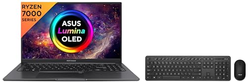 Image of ASUS Vivobook 15 OLED (2023), AMD Ryzen 7 7730U, 15.6 inch (39.62 cm) FHD OLED, (16GB RAM /512GB SSD), M1505YA-LK741WS CW100 (Keyboard & Mouse Set)