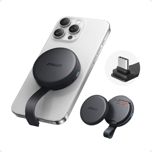 Anker MagGo USB-C Adapter, SD Card Reader for USB C iPhone 16/15 Series(Not for12/13/14), Portable Magnetic Memory Card Reader with Built-in Cable, Slots for SD&TF, 312MB/s Max Data Transfer(Black)