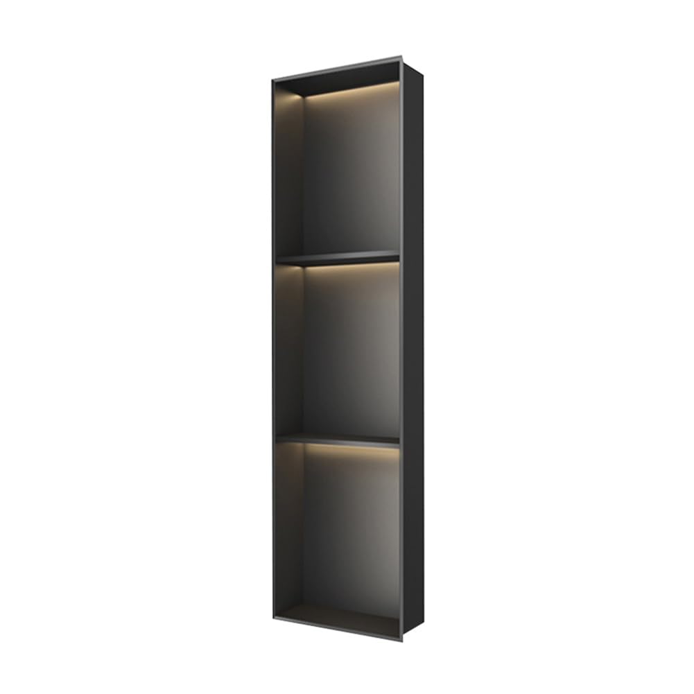Nicho de Ducha de Acero Inoxidable con luz LED, Estante de Ducha Organizador Empotrado, Organizador de Pared Impermeable para baño (Negro, 90 x 28 x 12,5 cm)