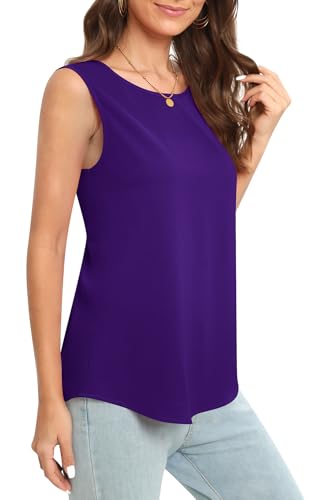 Image of Women's Sleeveless Chiffon Tank Top Business Casual Blouse Tunic Top
