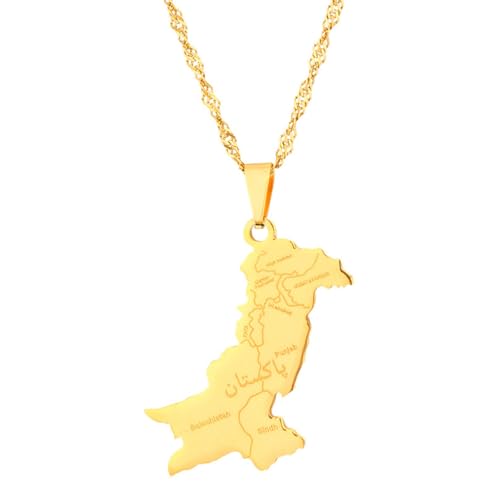 Fashion Stainless Steel Pakistan Map Pendant Necklace
