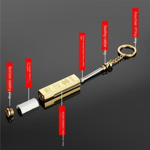 Encendedor permanente de pedernal con llavero, dorado miniatura 4
