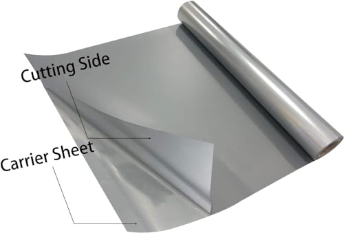 Image of FUNKAKA Heat Transfer Vinyl Reflective Dark Gray HTV Roll, 12 inch x 50ft Reflective Iron on Vinyl for All Cutter Machine, Reflective HTV Vinyl for T-Shirts Easy to Cut & Weed for Heat Vinyl DIY Design