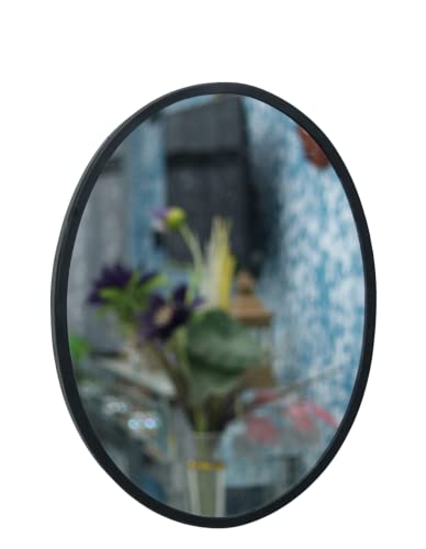 Image of Quality Glass Metal Frame Oval Wall Mirror Royal Mirror Home Decorative Mirror Modern Mirror Living Room Mirror Wall Mirror Bathroom Mirror Size 18x24 inches Color Black MF 41