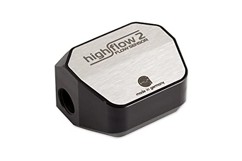 Sensor de flujo Aquacomputer High Flow 2 con roscas 2x G1/4 en acabado plata y negro para PC