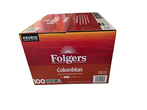 Folgers Colombian Medium Roast Coffee, 100 Keurig K-Cup Pods