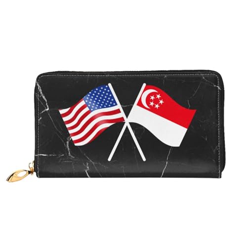American And Singapore Flag Wallet Card Bag2
