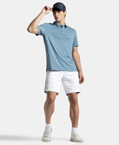 Image of Jockey MV41 Men Recycled Microfiber Elastane Stretch Half Sleeve Active Wear Polo T-Shirt with Breathable Mesh