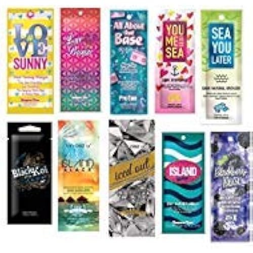 10 NEW ASSORTED INDOOR TANNING BED LOTION PACKETS SAMPLES PACKETTES