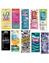 10 NEW ASSORTED INDOOR TANNING BED LOTION PACKETS SAMPLES PACKETTES