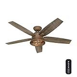Hunter Fan 52 inch Casual Weathered Copper Indoor Ceiling Fan with LED Light Kit and Remote Control (Renewed)