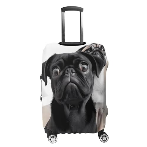 Cute Black Pug Dog Luggage Cover, Washable Elastic Suitcase Cover Protector Fit 18-32 Inch Luggage4