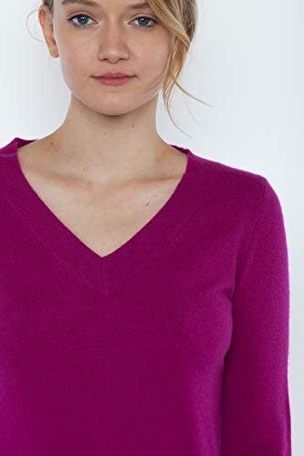 Image of JENNIE LIU Women's 100% Pure Cashmere Long Sleeve Ava V Neck Pullover Sweater