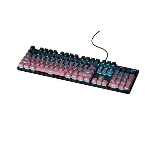 Image of HP GK400F Wired Mechanical Keyboard (Office /Gaming Dual-Use) - USB Wired Connection, Black + Blackberry Pink Color Scheme, 104-Key Layout, Brown Switches, Ice Blue Lighting, Side-Printed Keycaps, 26PN