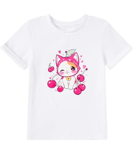 Image of Toddler Girls Clothes T-Shirt Short Sleeve Graphic Tee Cartoon Dinosaur 2-6T Girl Shirt Summer