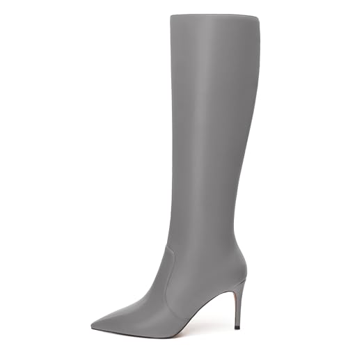 WAYDERNS Knee High Boots for Women Pointed Toe Stiletto Heel 3.3 Inch High Heel Long Boots Side Zipper Fashion Classic Prom Party Fall Boots2