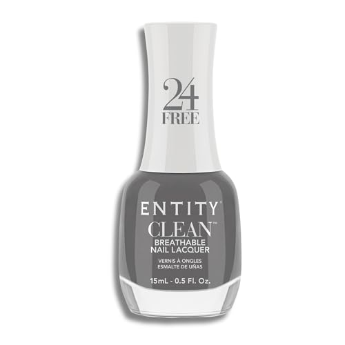 Entity Clean Steel the One Breathable Nail Lacquer, 0.5 oz, Vegan and Cruelty Free Nail Polish with Added Biotin, Halal Fingernail Polish, Gray Nail Polish