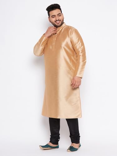Image of Vastramay Plus Men's White Silk Blend Kurta Pyjama Set VPLUSMKWH001nPBL 44 | Independence Day