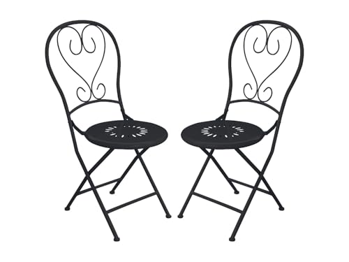 Vente unique   Silla de jardín Guermantes   L 41cm x A 45cm x H 90cm   Acero   Gris Antracita