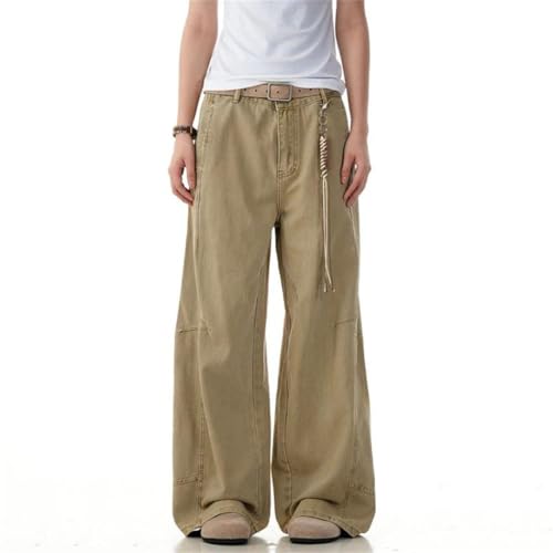 Men's Fashionable Denim Pants, Distressed with Holes, Wide Leg, Streetwear Casual Style2