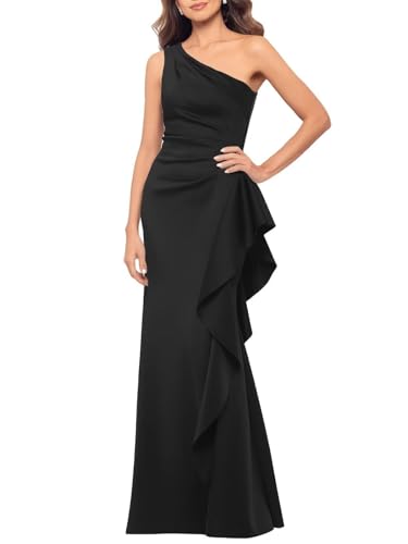 One Shoulder Mother of The Bride Dresses for Wedding Long Satin Mermaid Formal Evening Party Dress for Women