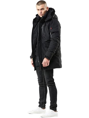 Image of WEEN CHARM Men's Warm Parka Ski Jacket Water Resistant Puffer Jacket Long Winter Coat with Removable Faux Fur Hood