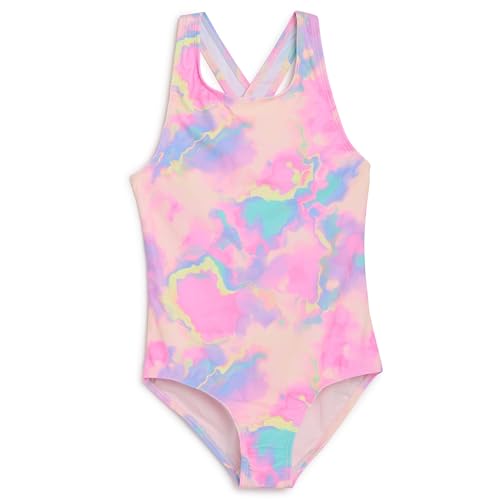 Lands' End Girls' Swimwear UPF 50 One Piece Swim Suit, Pink Multi, Large