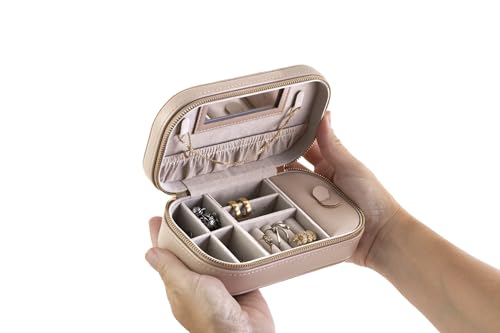 Crafted Living Beige Elegant Oval Jewelry Travel Case thumb #4