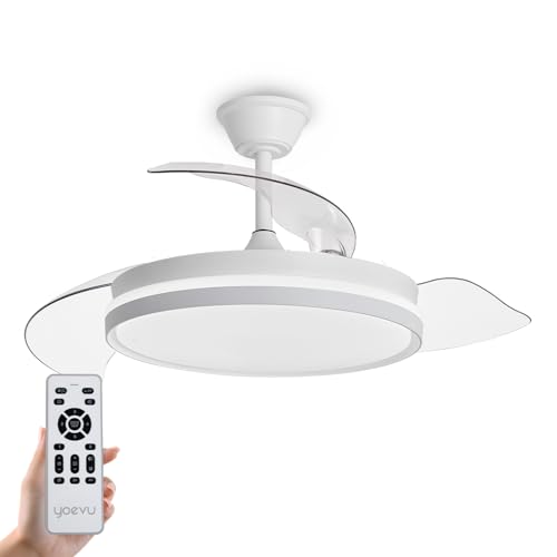 YOEVU ESPARTAN ONE - Ventilador de Techo con Luz LED | Motor DC | Aspas Retráctiles | 6 Velocidades...