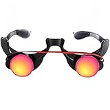 JIAHG Halloween Costume Accessory Lighted Up Glowing Red Eye Glasses for Horror Dark Grim Reaper Glow Glasses Cosplay Death Wizard Devil Dressed up Rave Party Favor Eyewears