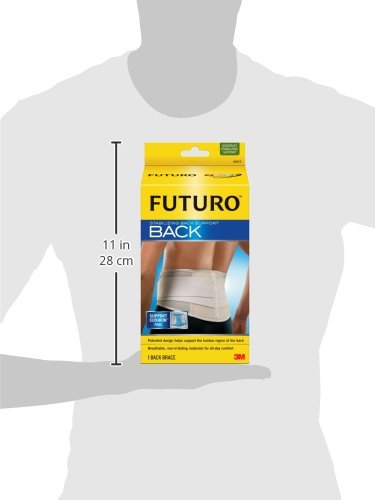 Futuro Comfort Stabilizing Back Support 2L-3XL size, 1 unit/pack | Beige/Grey color | 46917EN | Support cushion pads help target sore | Aching muscles | Firm support | Back support