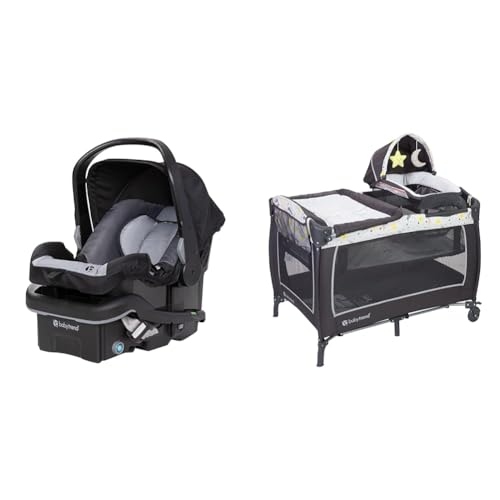 Baby Trend EZ-Lift™ 35 Plus Infant Car Seat, Dash Black &amp; Lil' Snooze Deluxe II Nursery Center, Twinkle Twinkle Little Moon