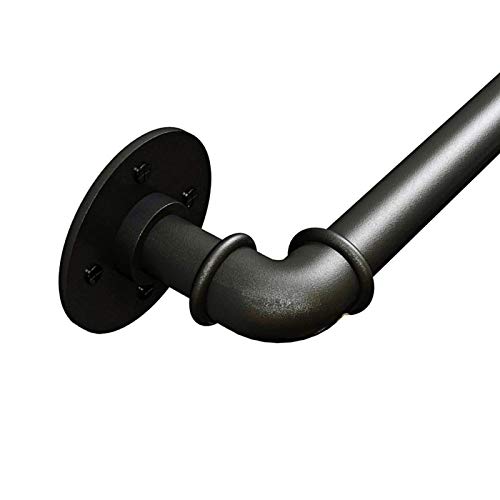 Kit de barandilla de escalera extra larga negra montada en la pared para escaleras interiores y exteriores, 570 cm