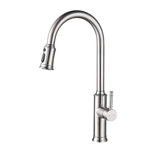 Robinet de cuisine en acier inoxydable avec pulvérisateur en nickel brossé pour évier RV