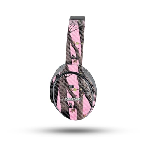 Image of MightySkins Carbon Fiber Skin Compatible with Bose QuietComfort 35 II Headphones - Pink Tree Camo | Protective, Durable Textured Carbon Fiber Finish | Easy to Apply