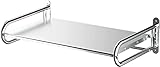 YINGHUBAO Stainless Steel Wall Shelf Metal Shelving Heavy Duty Commercial or Household Grade Wall Mount Microwave,Kitchen Oven Wall Mount Bracket, with Hooks, 120lbs Load Bearing. (Silver)