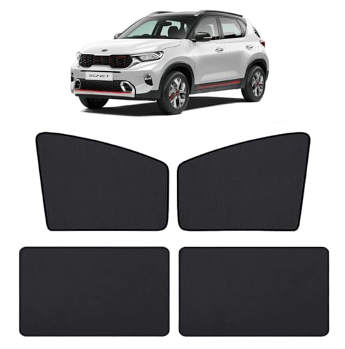 Image of Auto Hub Car Window Sunshade /Curtains Compatible with Kia Sonet - Pack of 4, Sonet Sun Shade