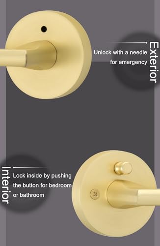 Goldenwarm Bruhsed Gold Door Handles, Privacy Gold Door Handles Interior, Satin Brass Door Handle thumb #4