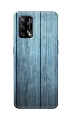 Image of Printed Hard Back Cover Case for Oppo F19 | Oppo F19s | Oppo A74 4G Back Cover (Wooden Blue) -1302