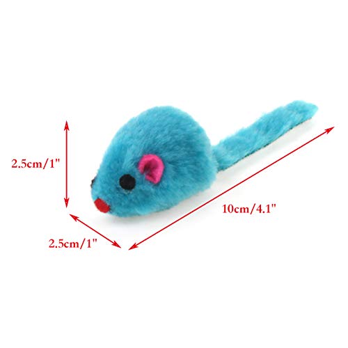 Chiwava 60PCS 4.1'' Furry Cat Toy Mice Rattle Small Mouse Kitten Interactive Play Assorted Color