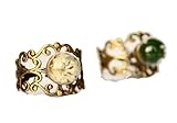 Vintage Bronze Ring Vintage Bronze Ring - Moos oder weiße Blüten in Glaskugel/Geschenk für Sie/Ornament Ring/Blüten Ring/Moos Ring
