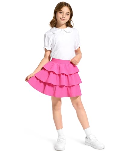 Image of KEREDA Girls Skirt Kids Casual 3-Layer Ruffle Skort School Uniform Skirts for Girls