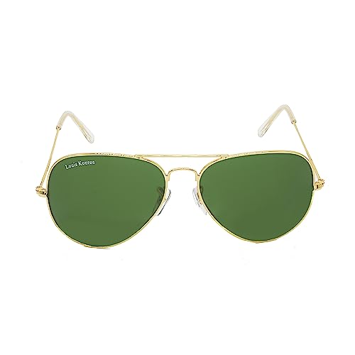 Image of Louis Kouros Armstoner Aviator Classic Trendy 3026 sunglasses | Mirror Lens | 400 UV Protected | For Men's Women's | Medium | 62mm Lens Width