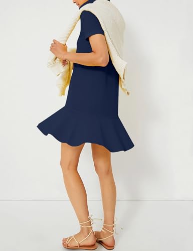 Kissonic Women's Polo Dress Short Sleeve V Neck Ruffle Hem Casual Summer Golf Tennis Mini Shirt Dresses2