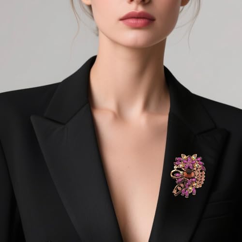 Image of Big Large Flower Statement Brooches Pins Scarf Decoration Gold Tone