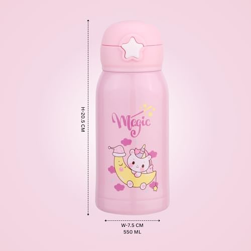Image of Clay Craft VACBOTT Kids Double Walled 18 Hours Hot and 24 Hours Cold Water Bottle-550ML, 2-Piece Steel Bottles for Travelling|BPA-Free|Leak Proof|BIS Certified|1Year Limited Warranty
