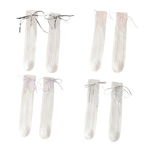 Socks,Kids Girls Knee High Socks Cotton Boot Socks Long Tube Socks School Uniform Socks Sweet Bows Tie On Calf Socks3