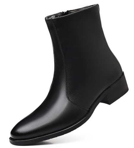 DADAWEN Men's Chelsea Boots Leather Fashion Casual Ankle Chukka Boots with Side Zipper Dress Boots for Men