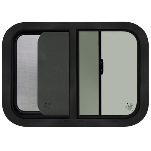Image of RV Window,Camper Replacement Horizontal Sliding RV Window for Cargo Trailer Utility Travel Trailer Cargo Van Truck SUV 24 inch W x 15 inch H,Fit 15 /16 inch or 1-3 /8 inch Thick Wall,Allow Error 1 /16 inch,DOT Approved
